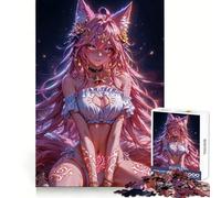 Pink Anime Fox Girl 1000 Piece Jigsaw Puzzles for Adults Smart Reason Toy Quiet Fun Smooth Edge Festival Gift (38x26cm)