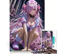 Pink Anime Nurse 1000 Pieces Jigsaw Puzzles for Teenagers Improve Memory Mental Relax Sharp Edge Creative Gift (50x75cm)