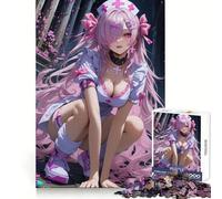 Pink Anime Nurse for Adults 1000 Piece Jigsaw Puzzle Mind Exercise Toy Family Joy Precision Cut Lovely Gift (38x26cm)