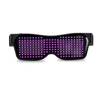 (pink, App Control) App Control Bluetooth Led Party Glasses Customized Languages USB Charge Flashing Luminous Eyewear Christmas Concert Sunglasses