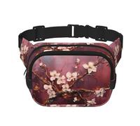 Pink apricot blossoms Printed fashionable waist bag, unisex messenger bag, fashionable travel waist bag