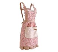 Pink Apron for Women,Floral Dress Cute Vintage Kitchen Chef Aprons with Pockets,Adjustable Strap Cleaning Cooking Baking Waterproof Stainless,for Ladies Home Restaurant Gardening Costume Mother's Day