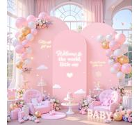 Pink Arch Backdrop Cover 7.2ft 6.6ft 6ft Arch Cover Set of 3 Arch Covers Stretchy Backdrop for Wedding Party Baby Shower Birthday Photography Spandex Arch Stand Covers Backdrop Curtains Decor