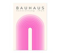 Pink Arches Bauhaus Poster Mid Century Modern Wall Decor Print, Abstract Geometric Wall Art Boho Abstract Artwork Architecture, Archival Matte, A3 (Print Only) - 42x29.7cm