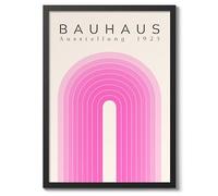 Pink Arches Bauhaus Poster Mid Century Modern Wall Decor Print, Abstract Geometric Wall Art Boho Abstract Artwork Architecture, Archival Matte, A3 (Black Frame) - 42x29.7cm