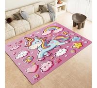 Pink Area Rugs Cartoon Rainbow Unicorn Machine Washable Non-Slip Soft Short Pile Area Rug 160 X 230 Cm For Living Room Bedroom Home Decor Carpet,120 X 170 Cm