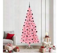 Pink Artificial Christmas Tree, 210cm PVC Cone Shape with 300 Warm White LED Strip Lights, Modern Design for Indoor Outdoor Holiday Decor