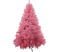 pink artificial christmas tree, non-illuminated hinged christmas pine tree with metal stand, easy assembly, christmas spruce for holiday decoration-a 7.9 feet atmosphere