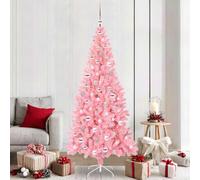 Pink Artificial Christmas Tree, Pre-Lit with 300 Warm White LED Lights, 210cm (7ft) Tall, 910 PVC Tips, Modern Design, Cone-Shaped, for Indoor & Sheltered Outdoor Holiday Decor
