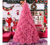 pink artificial christmas tree, spruce hinged decorated pine tree in stand metal legs eco- unlit fholiday decoration-pink 9.8ft the new