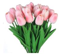 (Pink) Artificial Flowers Fake Flower Tulip Latex Material Real Touch for Wedding Room Home Hotel Party Decoration and DIY Decor