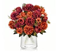 Pink Artificial Flowers Hydrangea Fake Rose Bouquet 2 Bundles Faux Silk Daisy Bouquets Artificial Flowers Fake Plants Hydrangea Flower Bouquet for Home Wedding Bridal Party Centerpieces (2, Coffee)