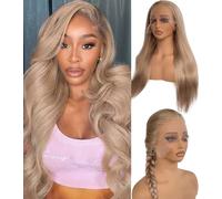 Pink Ash Blonde HD Lace Front Wig Real Hair 150% Density Silver Ash Blonde 33 x 15 cm Transparent Lace Frontal Wig for Women Pre Plucked with Baby Hair Human Hair Wigs 26 Inch Bleached