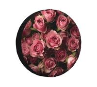 Pink Avalanche Roses Printed Wheel And Tire Cover, Waterproof And Dustproof Universal Wheel And Tire Cover