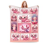 Pink Axolotl Blanket Lovely Axolotls Gifts for Kids Adults Soft Warm Lightweight Cozy Cute Animal Throw Blankets for Bed Living Room Sofa Couch Birthday Decor 60x80in