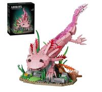 Pink Axolotl Building Set, Compatible with Lego 630 Accessory, with Underwater Display Base, Cute Movable Joints Axolotl Model Kit, Animal Gift for Home Decor, 998Pcs
