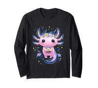 Pink Axolotl Flower Crown Cup Botanical Long Sleeve T-Shirt