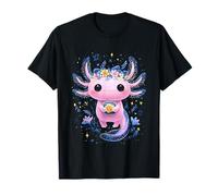 Pink Axolotl Flower Crown Cup Botanical T-Shirt