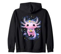 Pink Axolotl Flower Crown Cup Botanical Zip Hoodie