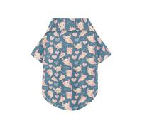 Pink Axolotl Salamander Teal Blue Heart Summer Dog Shirt Button Up Lightweight and Breathable Short Sleeve Pet T-Shirt Doggy Sweatshirt Puppy Kitten Perfect for Everyday Wear, and Photoshoots