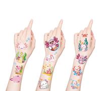 Pink Axolotl Temporary Tattoos Stickers - 8 Sheets 200 Pcs Axolotls Birthday Party Decorations Reptile Animals Fake Tattoo Stickers for Girls Kids School Rewards Gifts Party Bag Fillers