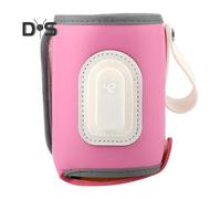 (pink) Baby Bottle Warmer Rechargeable Portable Type-C Charging Temperature Adjustable with LED Display Great Heat Retention On-the-go Baby Milk Bottle Cover