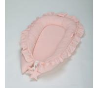 (Pink) Baby Newborn Pod Nest Ruffle Cocoon Bed Cushion Cotton Lace Sleep Solid Color