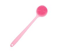 (Pink) Back Scrubber for Shower Soft Silicone Bathing Body Brush with Long Handle
