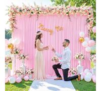 Pink Backdrop Curtain for Parties Baby Shower Wrinkle Free Pink Photo Curtains Backdrop Drapes Fabric Decoration for Weddings Birthday Party 5ft x 7ft,2 Panels
