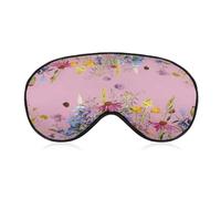 Pink Background Wildflower Border Sleep Mask Eye Mask Travel Eye Cover