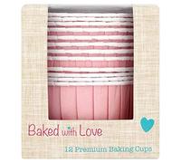 Pink Baked with Love Baking Cups - Pack of 12