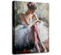 Pink Ballerina Girl Canvas Wall Art Ballet Lover Wall Decor Picture Modern Ballet Dancer Poster Print for Dance Studio Bedroom Girls Room Preppy Dormitory Painting Artwork Home Decoration