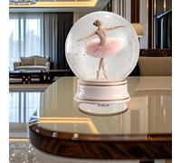 Pink Ballerina Snow Globe Rotating Acrylic Desktop Stress Relief Ornament, Suitable for Home Decor. Idea Gift for Christmas, Birthday, Anniversary, Valentine's Day, Celebrations