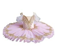 Pink Ballet Dance Tutu Skirt, Kids Belly Clothing Stage Professional Costume Swan Lake Ballet Dress Children's Performance Dancewear,Pink,110