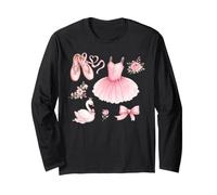 Pink Ballet Princess Tutu Pointe Shoes Swan Ballet Dancer Long Sleeve T-Shirt