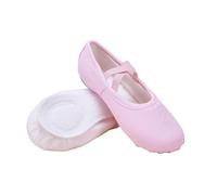Pink Ballet Shoes Girls Ballroom Dance Shoes, Fleece Split Leather Sole Canvas Yoga Gymnastic School Shoes Slippers Professional Basic Practice Outfit Size 12