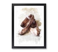 Pink Ballet Shoes No.1 V3 Modern Framed Print | A3 Black Framed Wall Art | Ready to Hang | Modern Nature Picture | Living Room Bedroom Lounge Office