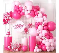 Pink Balloon Arch Garland Kit, 100pcs Hot Pink Blush Balloon Garland Kit with Different Sizes Light Pastel Balloons for Wedding Birthday Shower Princess Theme Party Decorations