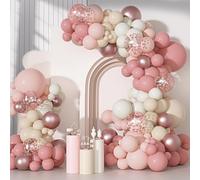 Pink Balloon Arch Kit - 114pcs Blush Pink Balloon Arch with Baby Pink and White Balloons, Retro Dusty Pink Rose Gold Balloons for Birthday Party Decoration Women Girls Wedding Baby Shower Princess