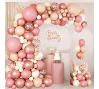 Pink Balloon Arch Kit, 114pcs Blush Pink Rose Gold Balloon Garland with Retro Pink Nude Beige White Latex Balloons for Birthday,Baby Shower, Wedding, Bridal Shower, Engagement Party Decorations