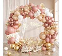 Pink Balloon Arch Kit, 115pcs Blush Pink Birthday Balloon Arch with Gold Balloon Cream White Balloons Confetti Balloon, Dusty Peach and Gold Balloons for Girls Birthday Party Wedding Valentines Party