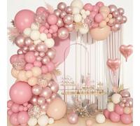 Pink Balloon Arch Kit, 117pcs Blush Pink Balloon Garland with Retro Pink Champagne Cream White Balloons,Dusty Pink Gold Ballons Party Decorations for Birthday, Girls Baby Shower, Wedding, Engagement