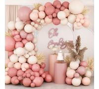 Pink Balloon Arch Kit, Birthday Balloons for Women with Retro Blush Pink Balloons, Soft Orange Balloon and Sand White Ballon, Baloons for Birthday Decoration,Baby Shower,Bridal Shower, Wedding