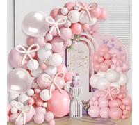 Pink Balloon Arch Kit Bow Balloons Garland with Long Balloons for Birthday Graduation Wedding Party Decorations (Pink)