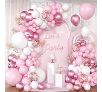 Pink Balloon Arch Kit, Pink and White Balloon Garland Kit, 147pcs Pink White Balloons with Metallic Pink Balloons for Women Girls Birthday Party Decoration, Baby Shower, Gender Reveal,Wedding Bridal