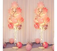 Pink Balloon Stands for Floor - With String Light Balloon Column Stand Kit Perfect for Wedding,Anniversaries,Birthday Party Supplies