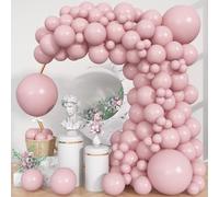 Pink Balloons, 113Pcs Different Sizes Boho Blush Pink Balloon Arch Garland Kit 18/12/10/5 Inch, Dusty Retro Vintage Rose Latex Helium Balloon for Birthday Boho Baby Shower Wedding Party Decorations