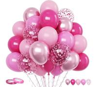 Pink Balloons, 60 PCS Metallic Pearl Hot Pink Balloon, 12 Inch Blush Confetti Latex Balloons for Birthday Engagement Wedding Anniversary Bridal Shower Baby Shower Valentine's Day Party Decorations
