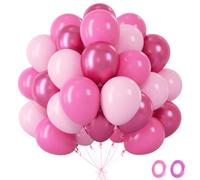 Pink Balloons, 60Pcs Hot Pink Balloons with Metallic Rose Pink Ballons, Helium Ballons for Pink Birthday Decorations Baby Shower Bridal Shower Wedding Gender Reveal Carnival Princess Party Deco,12Inch