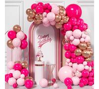 Pink Balloons Arch Kit, 115Pcs Hot Pink Pastel Metallic Rose Gold Confetti Balloon Garland Girl Women Princess Bridal Baby Shower Engagement Anniversary Wedding Birthday Supply